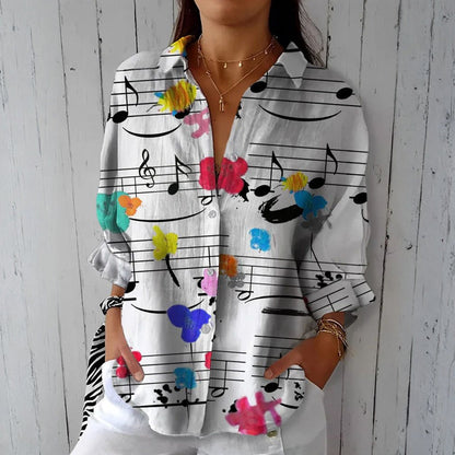 Eveline | Music Note Pattern Blusa