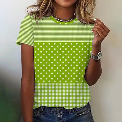 Lime | Casual Refinado Polka Dot T-Camisa