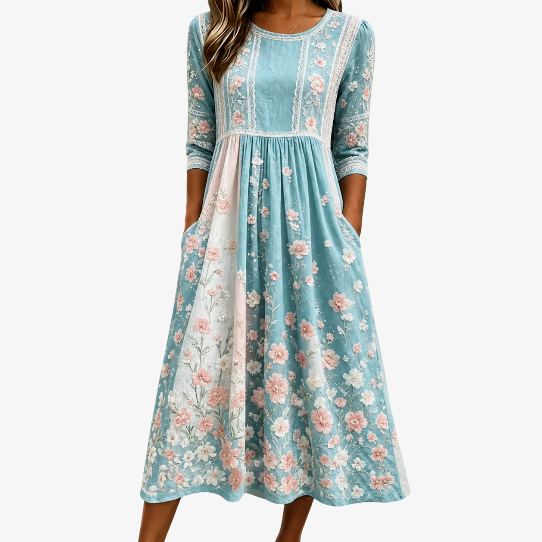 Spring Florentino Mosaico de Texturas Vestido Midi