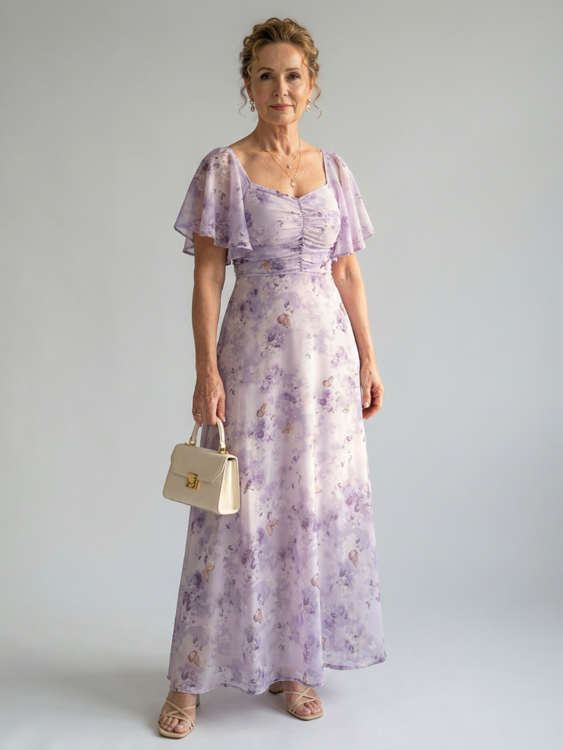 Vaelis |  Flutter Sleeve Vestido Midi