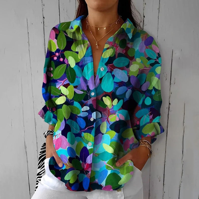 Helen | Colourful Leaf Print Blusa