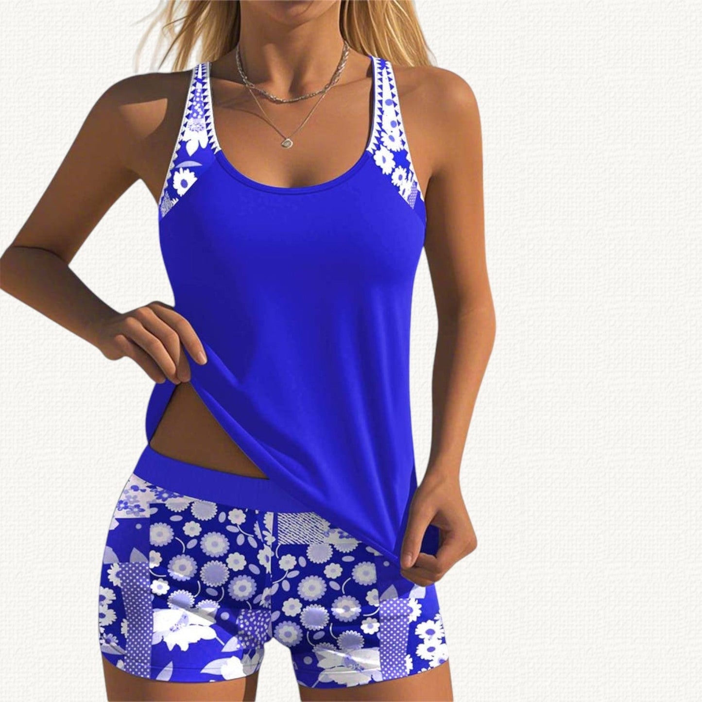 Vera | Loose Tankini Premium con Floral Bermudas