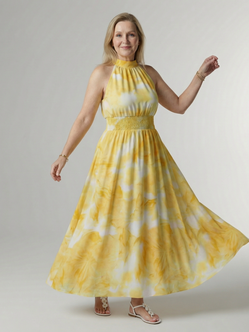 Sylin | Gathered Halter Vestido Midi