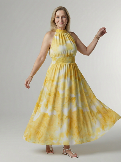Sylin | Gathered Halter Vestido Midi