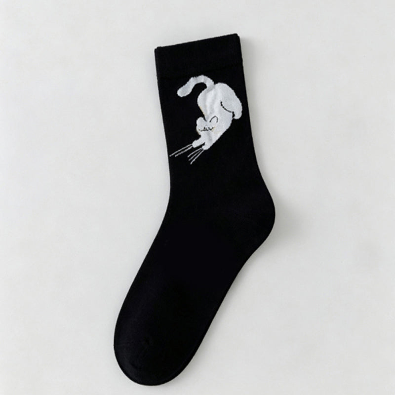 Lässige Calcetines de Hilo con Katzenmotiv