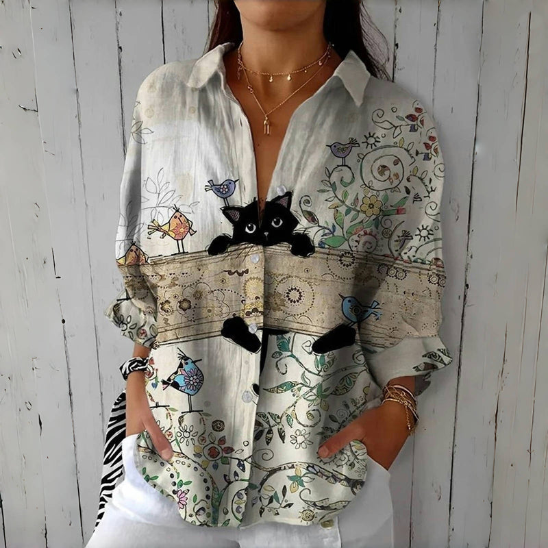 Madison | Creative Cat Print Blusa