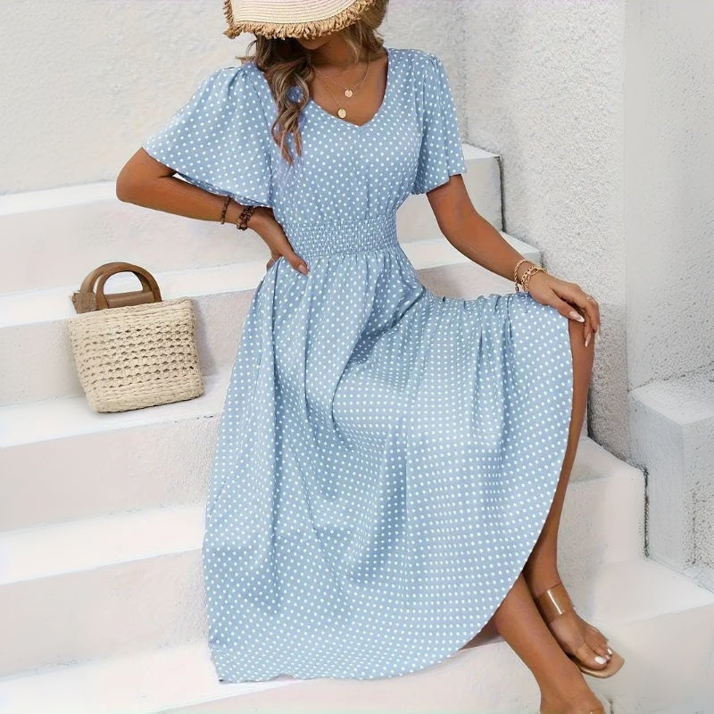 Casual Refinado Polka-Dot-Vestido Haute Couture