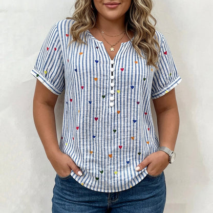 Olivia | Striped Blusa con Heart Print