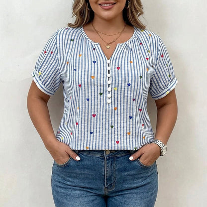 Olivia | Striped Blusa con Heart Print