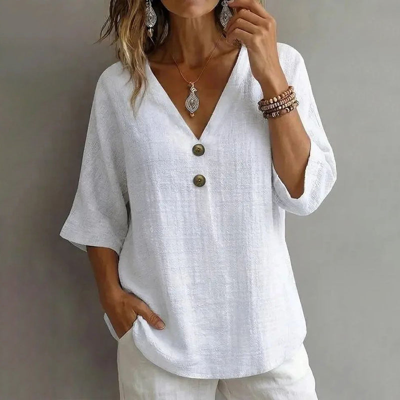 Lässige Einfarbige Blusa de Seda