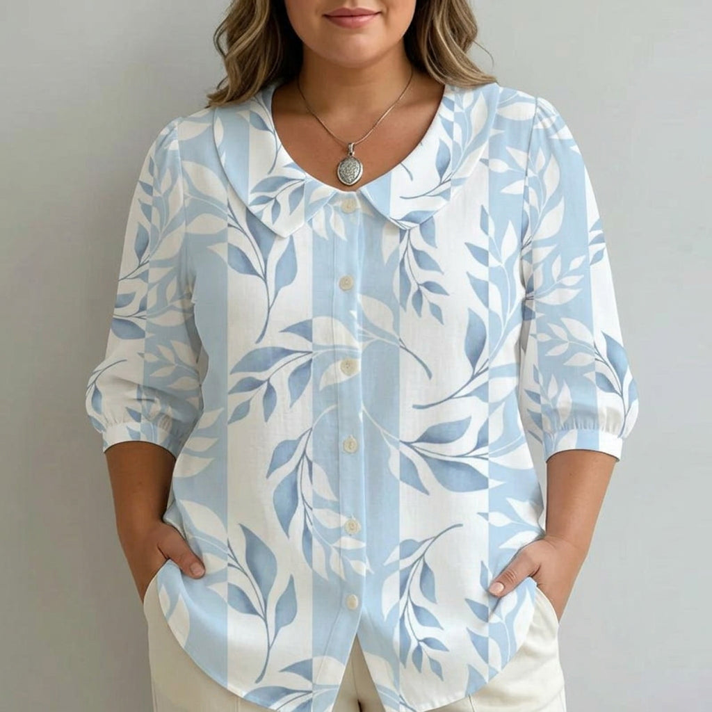Camila | Casual Refinado Leaf Print Camisa