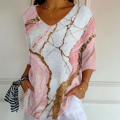 Casual Refinado Efecto Degradado Líquido-Camiseta Premium Cotton