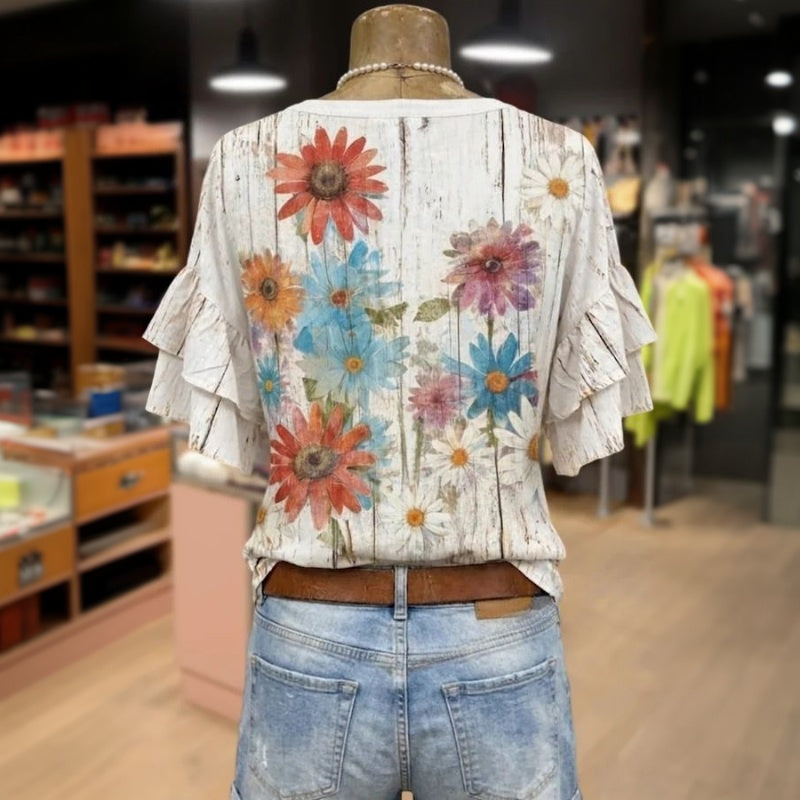 Inspiración Vintage-Blusa de Seda con Motivo Botánico