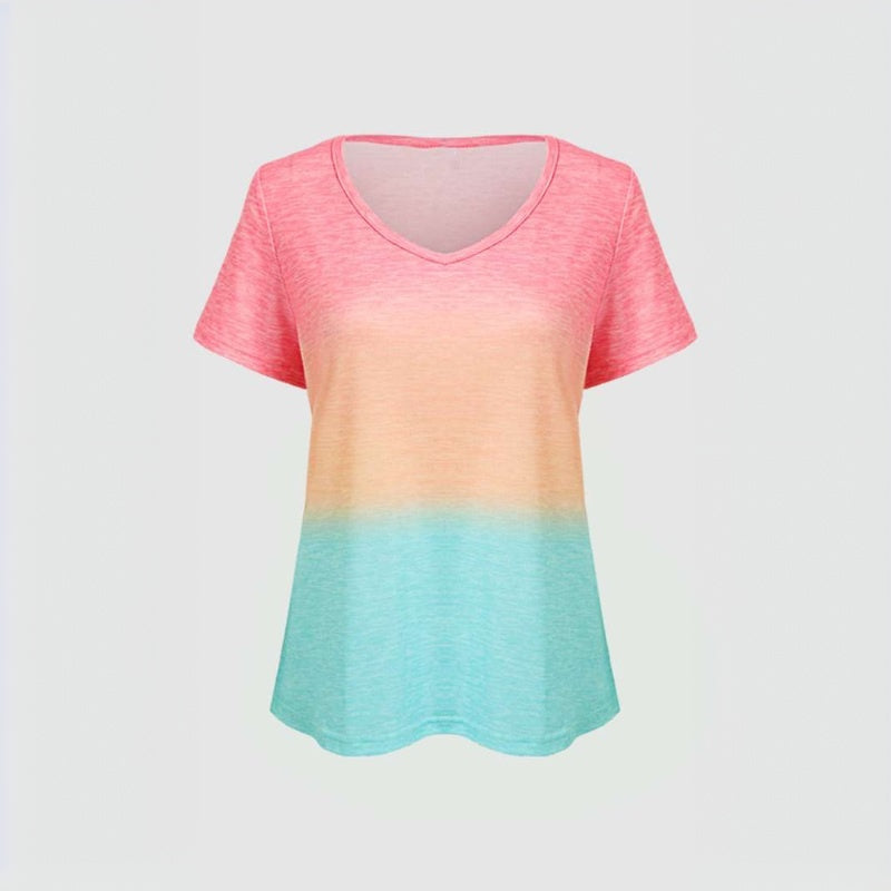 Casual Refinado Efecto Degradado Líquido-Camiseta Premium Cotton