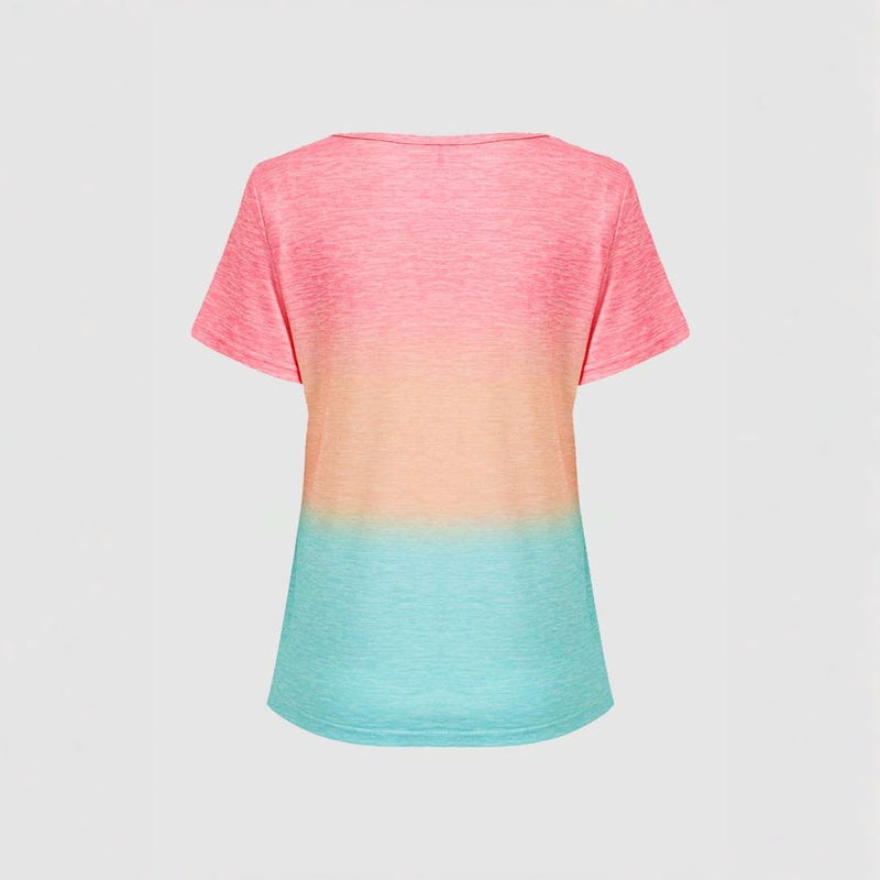 Casual Refinado Efecto Degradado Líquido-Camiseta Premium Cotton