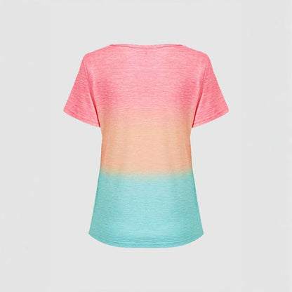 Casual Refinado Efecto Degradado Líquido-Camiseta Premium Cotton