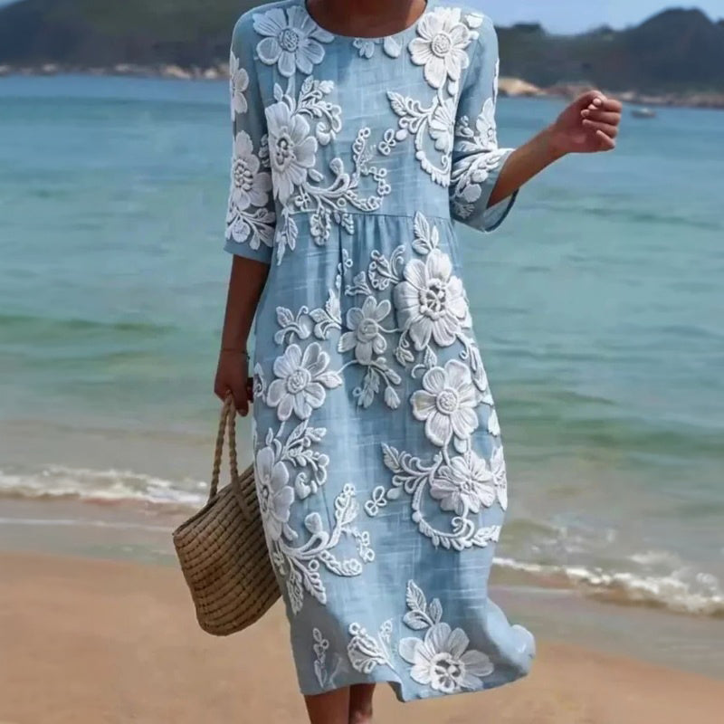 Inspiración Vintage-Vestido Haute Couture con Motivo Botánico