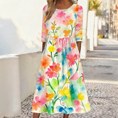 Inspiración Vintage-Vestido Haute Couture con Motivo Botánico