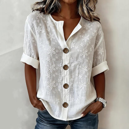 Inspiración Vintage-Blusa de Seda con Motivo Botánico