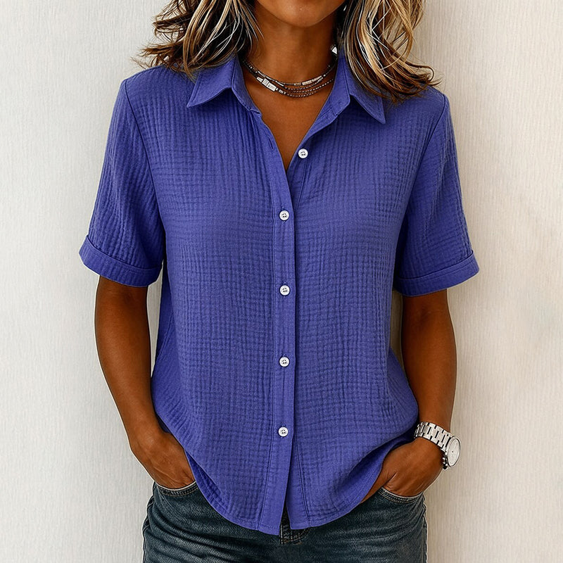 Lässige Einfarbige Blusa de Seda