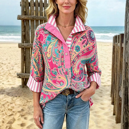 Inspiración Vintage-Blusa de Seda con Ethnischer Druck