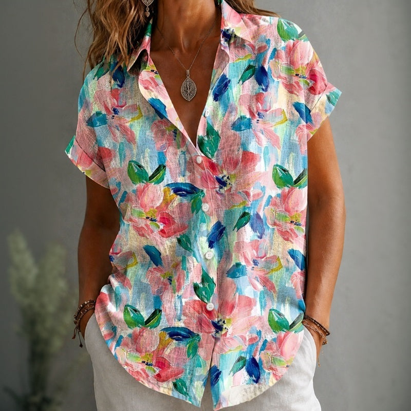 Inspiración Vintage-Blusa de Seda con Motivo Botánico