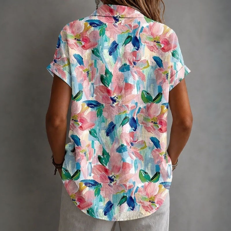 Inspiración Vintage-Blusa de Seda con Motivo Botánico