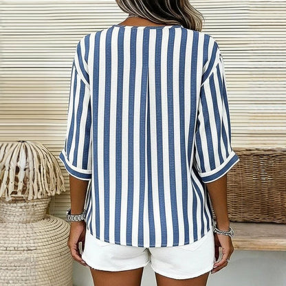 Lässige Gestreifte Blusa de Seda