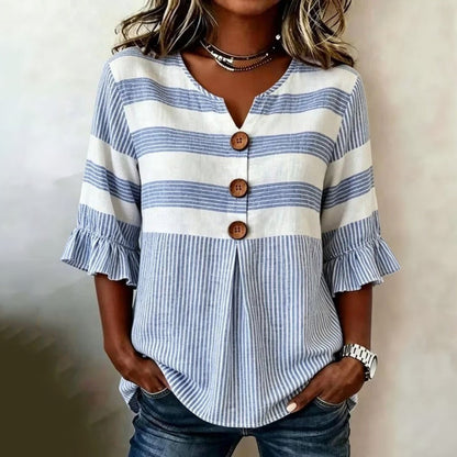 Lässige Gestreifte Blusa de Seda