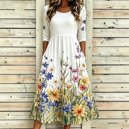 Casual Refinado Vestido Haute Couture con Motivo Botánico