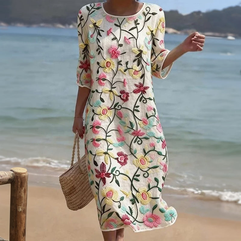 Inspiración Vintage-Vestido Haute Couture con Motivo Botánico