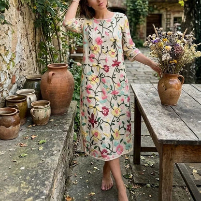 Inspiración Vintage-Vestido Haute Couture con Motivo Botánico