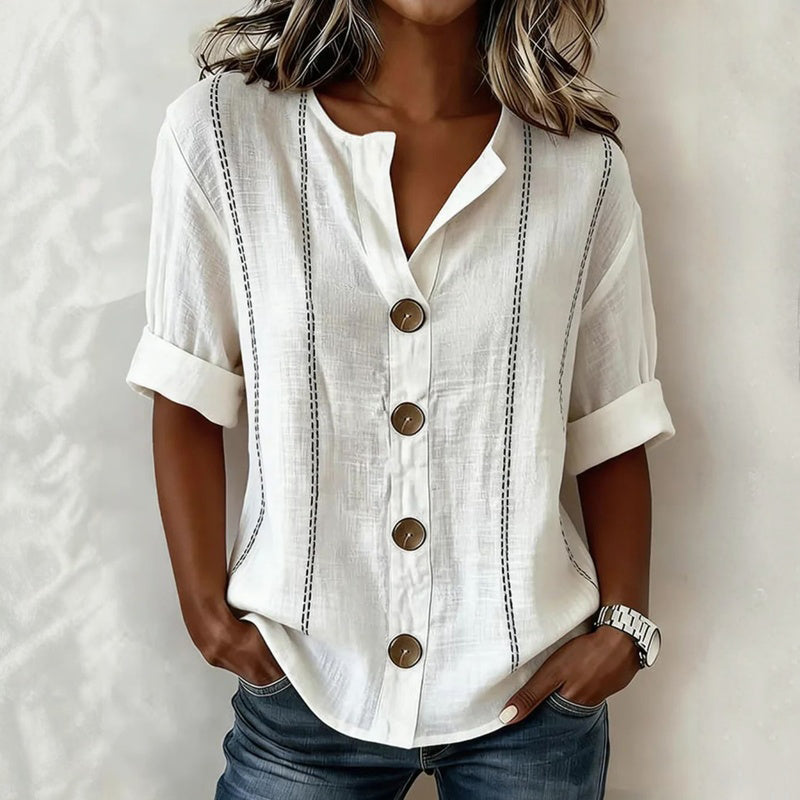 Lässige Einfarbige Blusa de Seda
