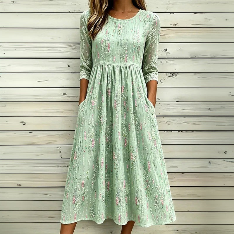 Inspiración Vintage-Vestido Haute Couture con Motivo Botánico