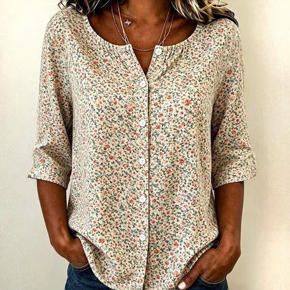 Inspiración Vintage-Blusa de Seda con Motivo Botánico