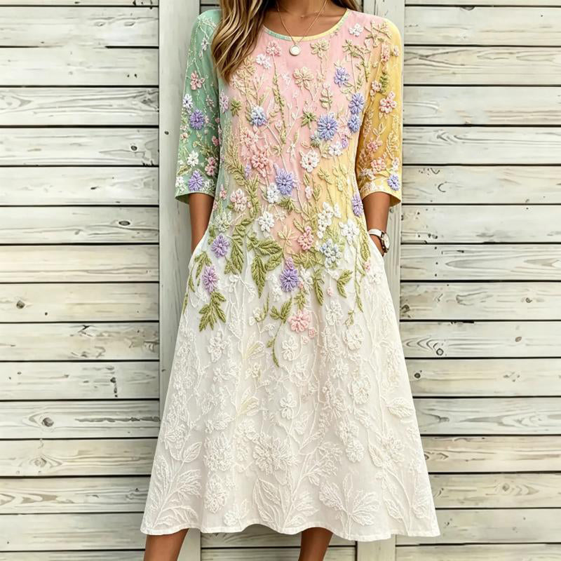 Casual Refinado Vestido Haute Couture con Motivo Botánico