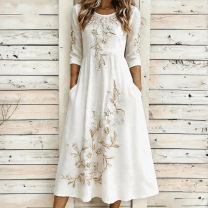 Inspiración Vintage-Vestido Haute Couture con Motivo Botánico