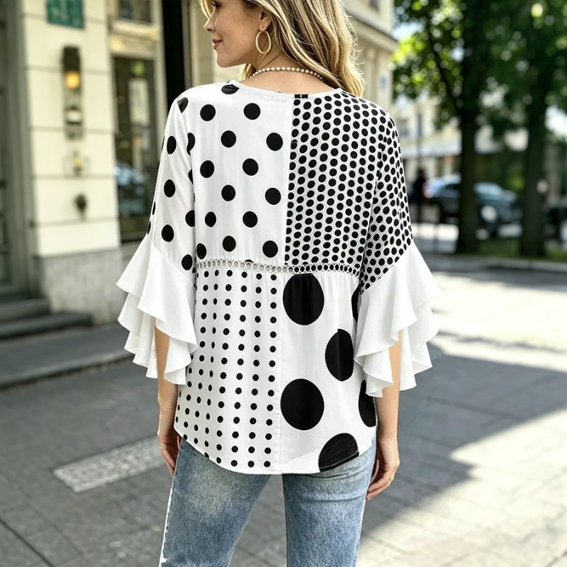 Inspiración Vintage-Blusa de Seda con Polka-Dots