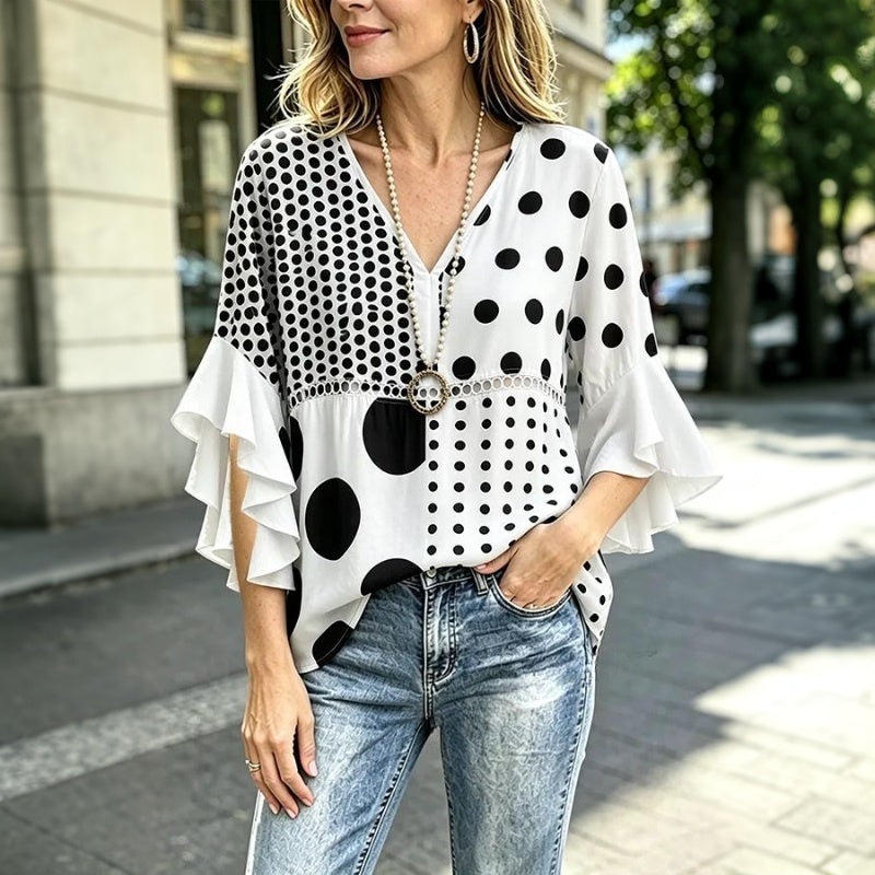 Inspiración Vintage-Blusa de Seda con Polka-Dots