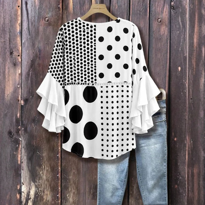Inspiración Vintage-Blusa de Seda con Polka-Dots