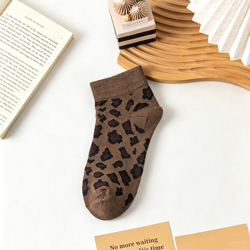 Inspiración Vintage-Calcetines de Hilo con Leopardenmuster