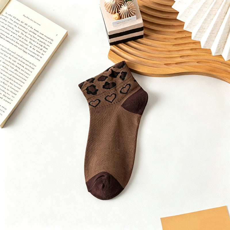 Inspiración Vintage-Calcetines de Hilo con Leopardenmuster