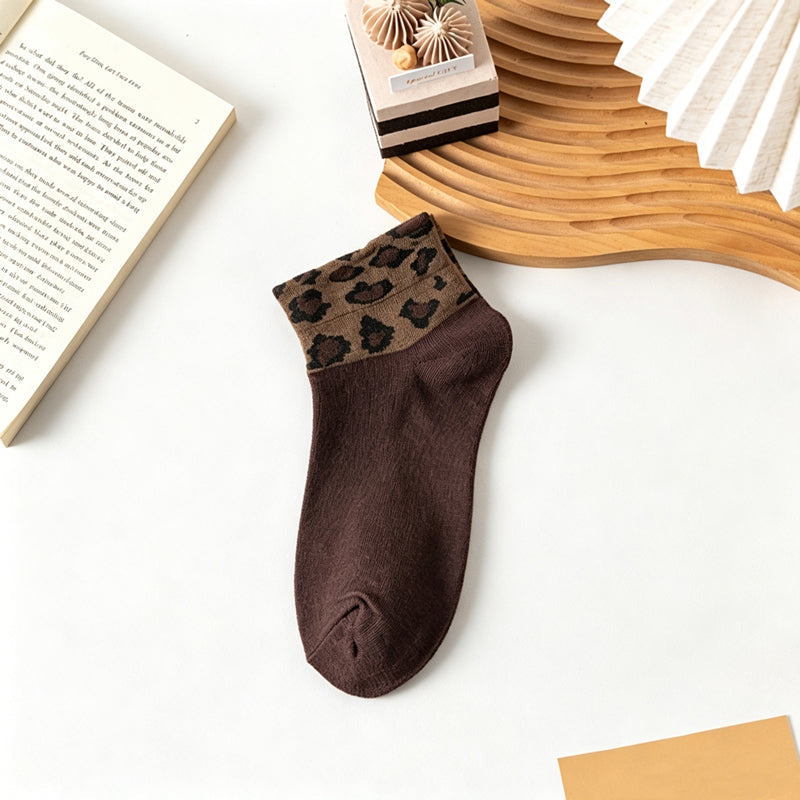 Inspiración Vintage-Calcetines de Hilo con Leopardenmuster
