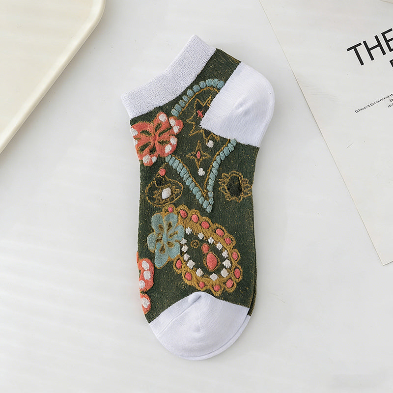 Inspiración Vintage-Calcetines de Hilo con Motivo Botánico