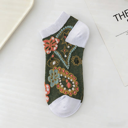 Inspiración Vintage-Calcetines de Hilo con Motivo Botánico