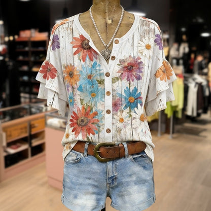 Inspiración Vintage-Blusa de Seda con Motivo Botánico