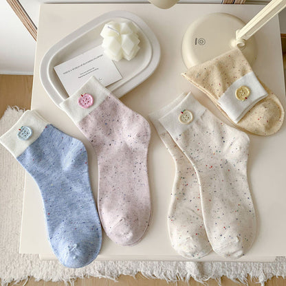 Lässige Calcetines de Hilo con Farbblock