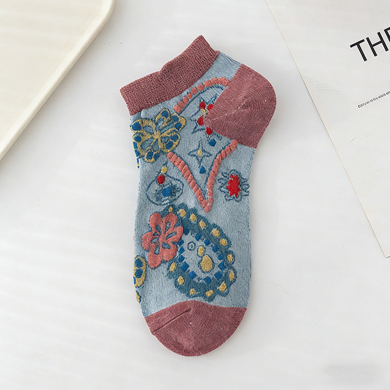 Inspiración Vintage-Calcetines de Hilo con Motivo Botánico