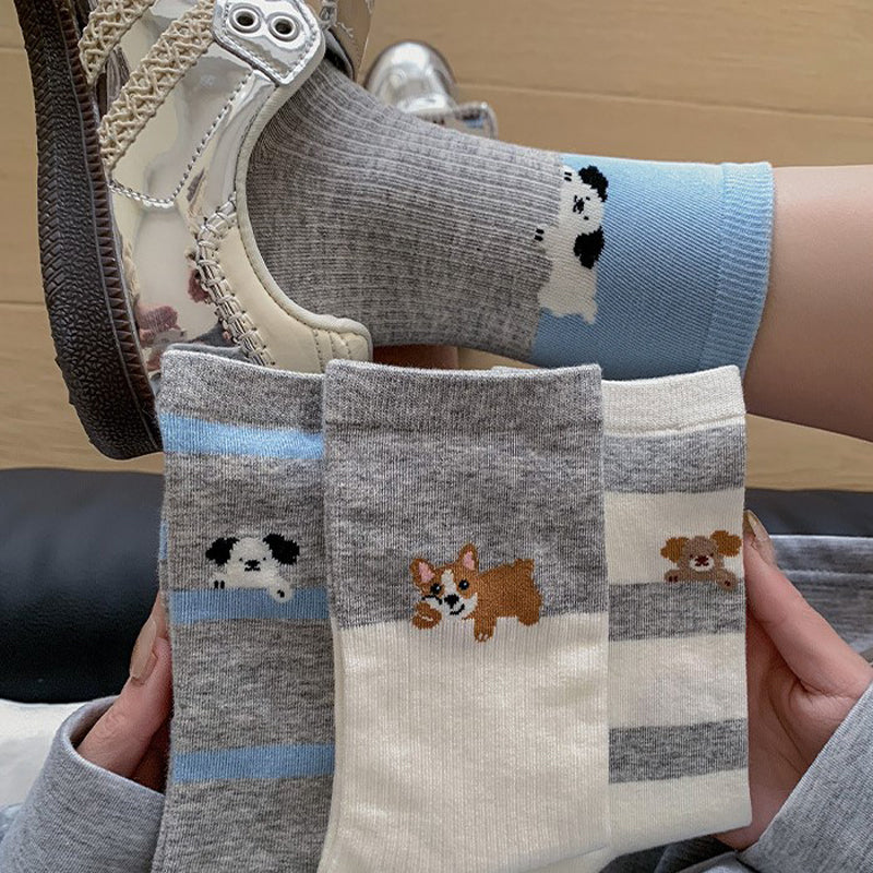 Lässige Calcetines de Hilo con Welpenmotiv