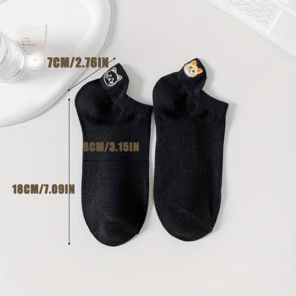 Lässige Calcetines de Hilo con Katzenstickerei